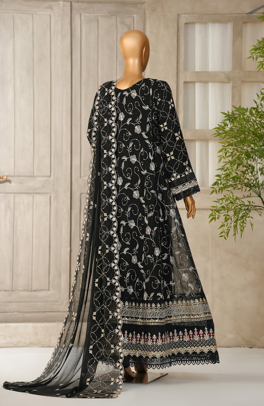 Anzara by Maria Fabrics Embroidered Chiffon Stitched 3 Piece Suit - Nura - MRF25AN - Black - Festive Collection
