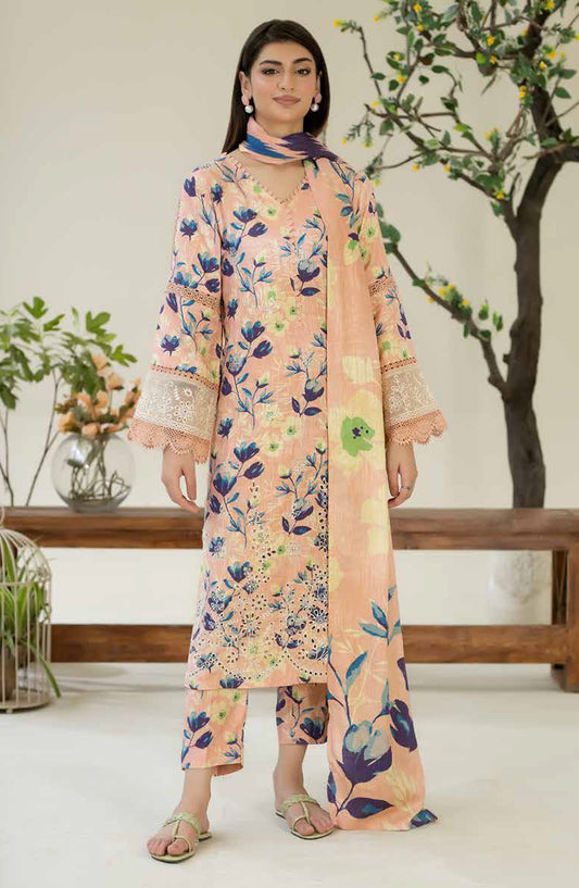 Ardin by Johra Printed & Embroidered Staple Jacquard Unstitched 3 Piece Suit - JW-262 - JH25ARDIN - Peach - Winter Collection