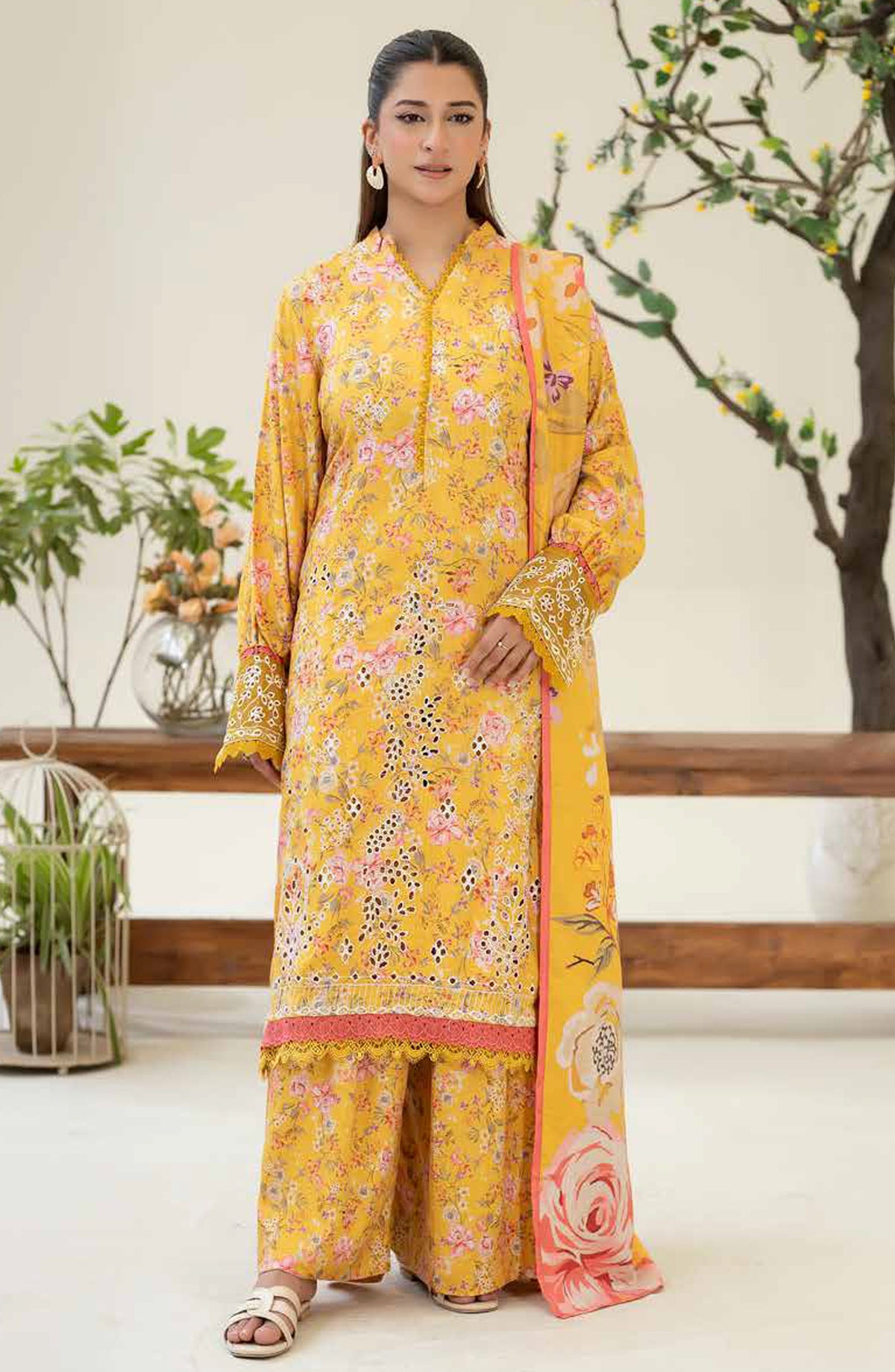 Ardin by Johra Printed & Embroidered Staple Jacquard Unstitched 3 Piece Suit - JW-260 - JH25ARDIN - Yellow - Winter Collection