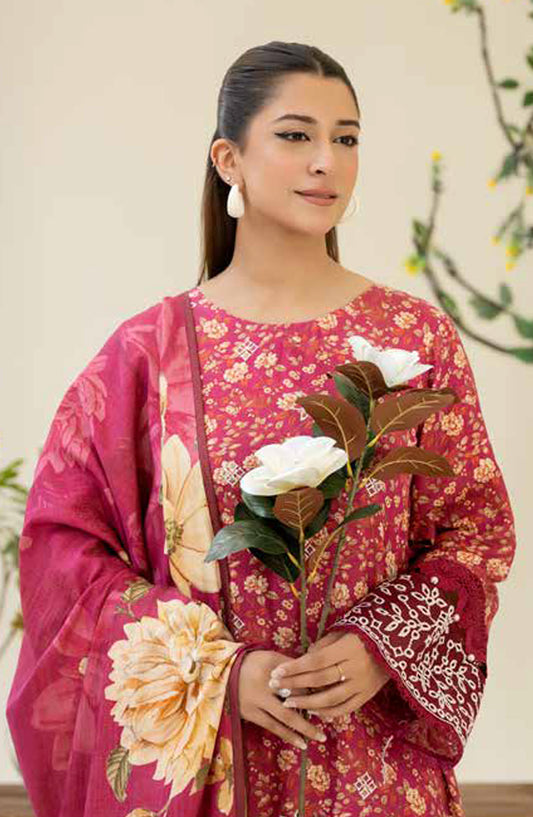 Ardin by Johra Printed & Embroidered Staple Jacquard Unstitched 3 Piece Suit - JW-259 - JH25ARDIN - Pink - Winter Collection