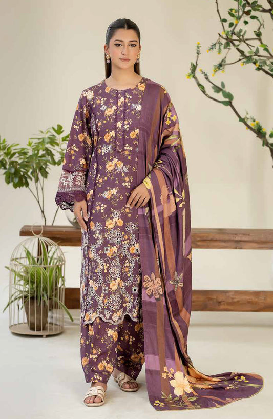 Ardin by Johra Printed & Embroidered Staple Jacquard Unstitched 3 Piece Suit - JW-257 - JH25ARDIN - Purple - Winter Collection