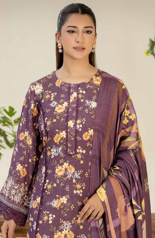 Ardin by Johra Printed & Embroidered Staple Jacquard Unstitched 3 Piece Suit - JW-257 - JH25ARDIN - Purple - Winter Collection