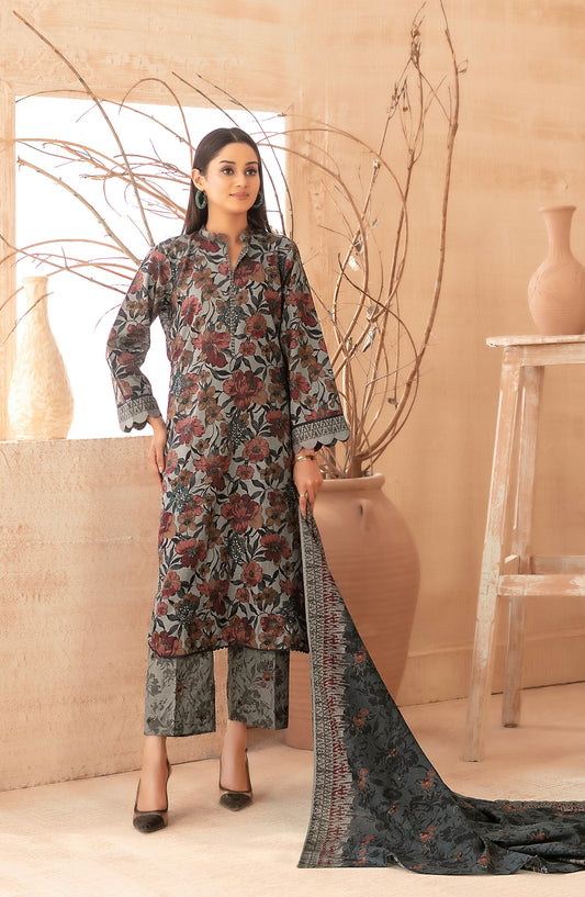 Areeka by Tawakkal Fabrics Embroidered Khaddar Unstitched 3 Piece Suit - D-5299 - TF25AKA - Grey - Winter Collection