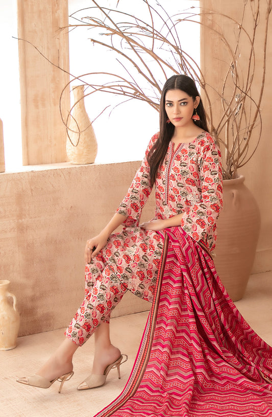 Areeka by Tawakkal Fabrics Embroidered Khaddar Unstitched 3 Piece Suit - D-5298 - TF25AKA - Pink - Winter Collection