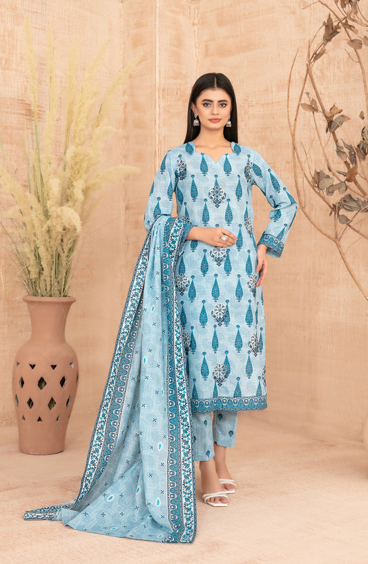 Areeka by Tawakkal Fabrics Embroidered Khaddar Unstitched 3 Piece Suit - D-5296 - TF25AKA - Blue - Winter Collection