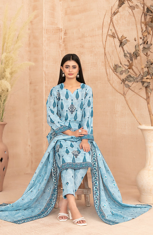 Areeka by Tawakkal Fabrics Embroidered Khaddar Unstitched 3 Piece Suit - D-5296 - TF25AKA - Blue - Winter Collection