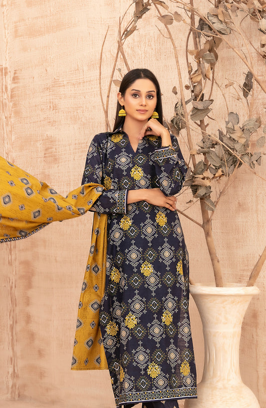 Areeka by Tawakkal Fabrics Embroidered Khaddar Unstitched 3 Piece Suit - D-5295 - TF25AKA - Blue - Winter Collection