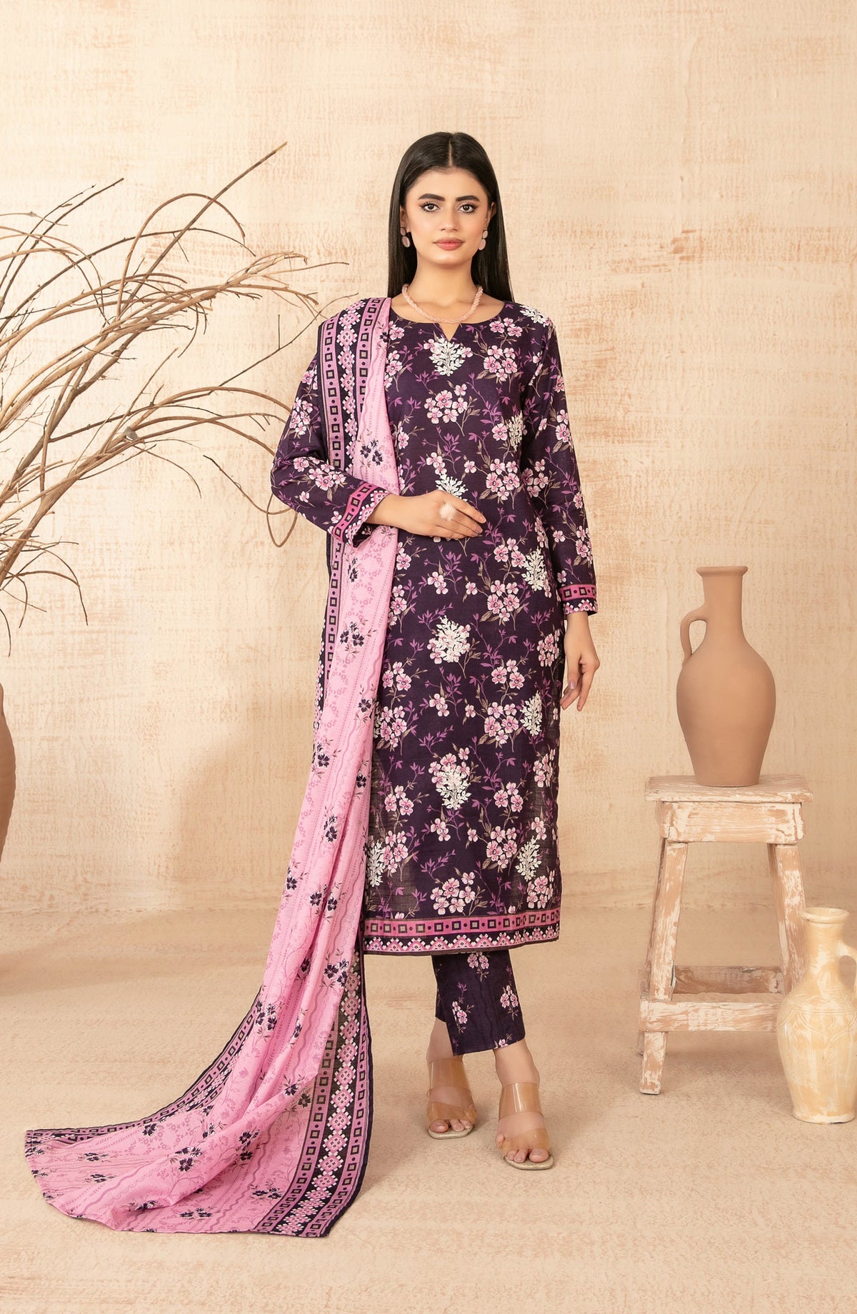 Areeka by Tawakkal Fabrics Embroidered Khaddar Unstitched 3 Piece Suit - D-5293 - TF25AKA - Purple - Winter Collection