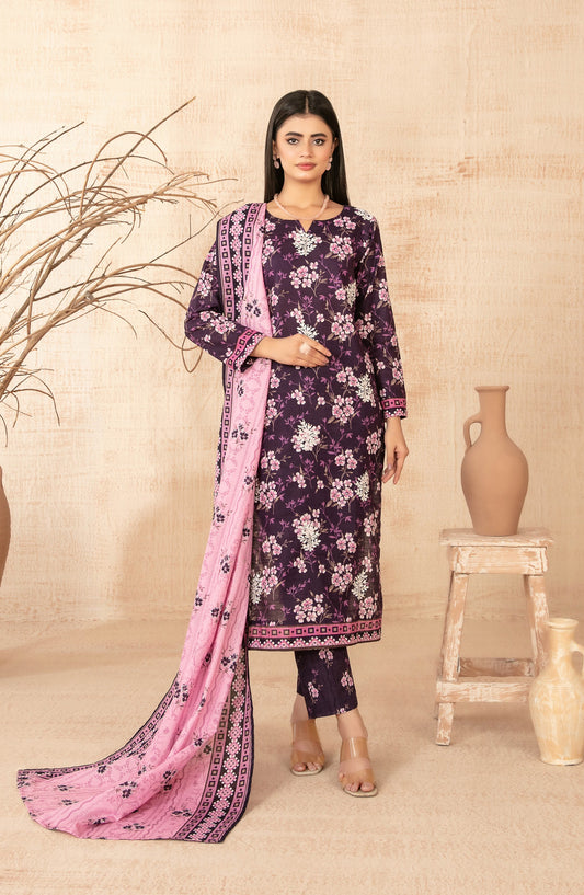 Areeka by Tawakkal Fabrics Embroidered Khaddar Unstitched 3 Piece Suit - D-5293 - TF25AKA - Purple - Winter Collection
