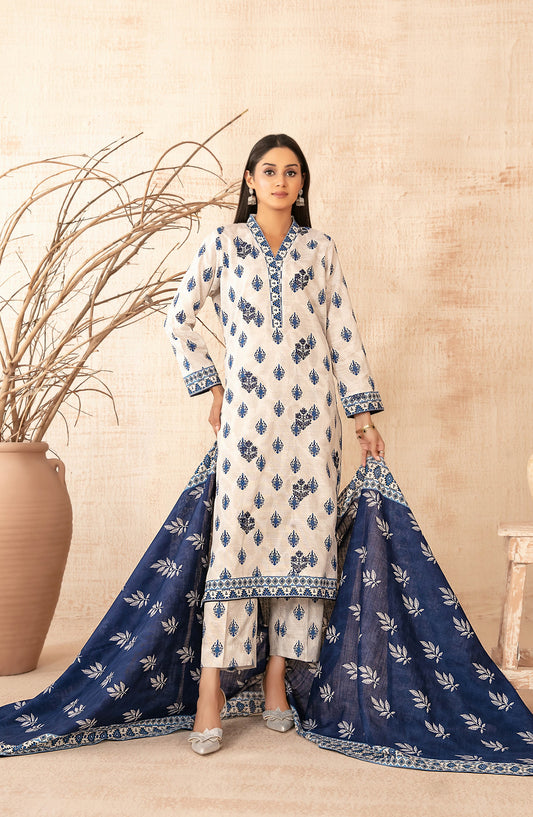 Areeka by Tawakkal Fabrics Embroidered Khaddar Unstitched 3 Piece Suit - D-5292 - TF25AKA - Cream - Winter Collection