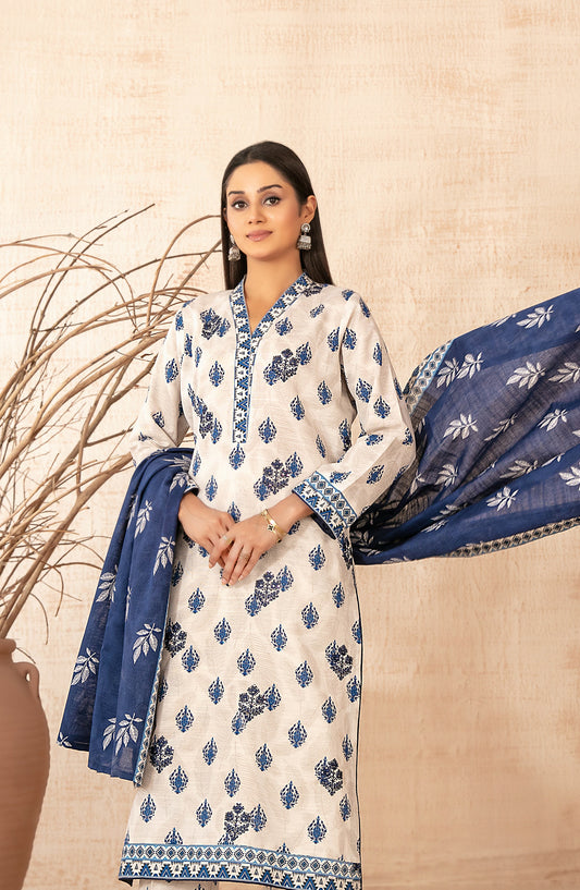 Areeka by Tawakkal Fabrics Embroidered Khaddar Unstitched 3 Piece Suit - D-5292 - TF25AKA - Cream - Winter Collection