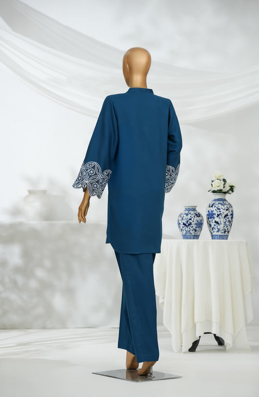 Aroha by Amna Khadija Embroidered Dobby Stitched 2 Piece Suit - D-311 - AK25ROHA - Blue - Casual Collection