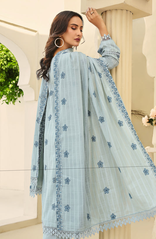 Arzoo by Al Karim Embroidered Lawn Unstitched 3 Piece Suit - Design-09 - AK26ARZ - Blue - Summer Collection