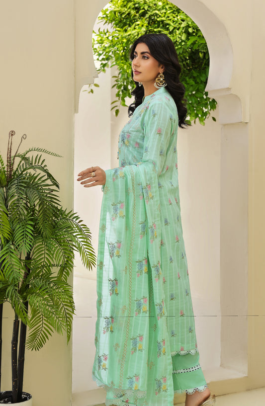 Arzoo by Al Karim Embroidered Lawn Unstitched 3 Piece Suit - Design-06 - AK26ARZ - Sea Green - Summer Collection