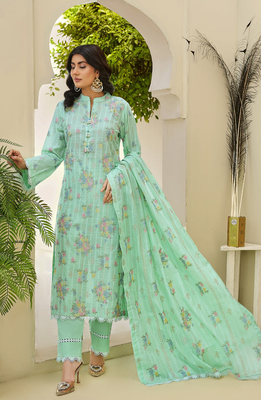 Arzoo by Al Karim Embroidered Lawn Unstitched 3 Piece Suit - Design-06 - AK26ARZ - Sea Green - Summer Collection
