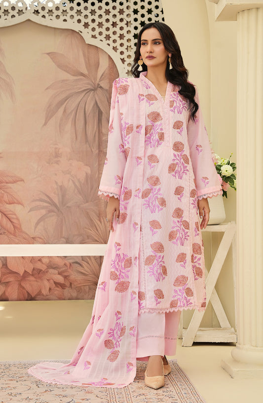 Arzoo by Al Karim Embroidered Lawn Unstitched 3 Piece Suit - Design-03 - AK26ARZ - Pink - Summer Collection