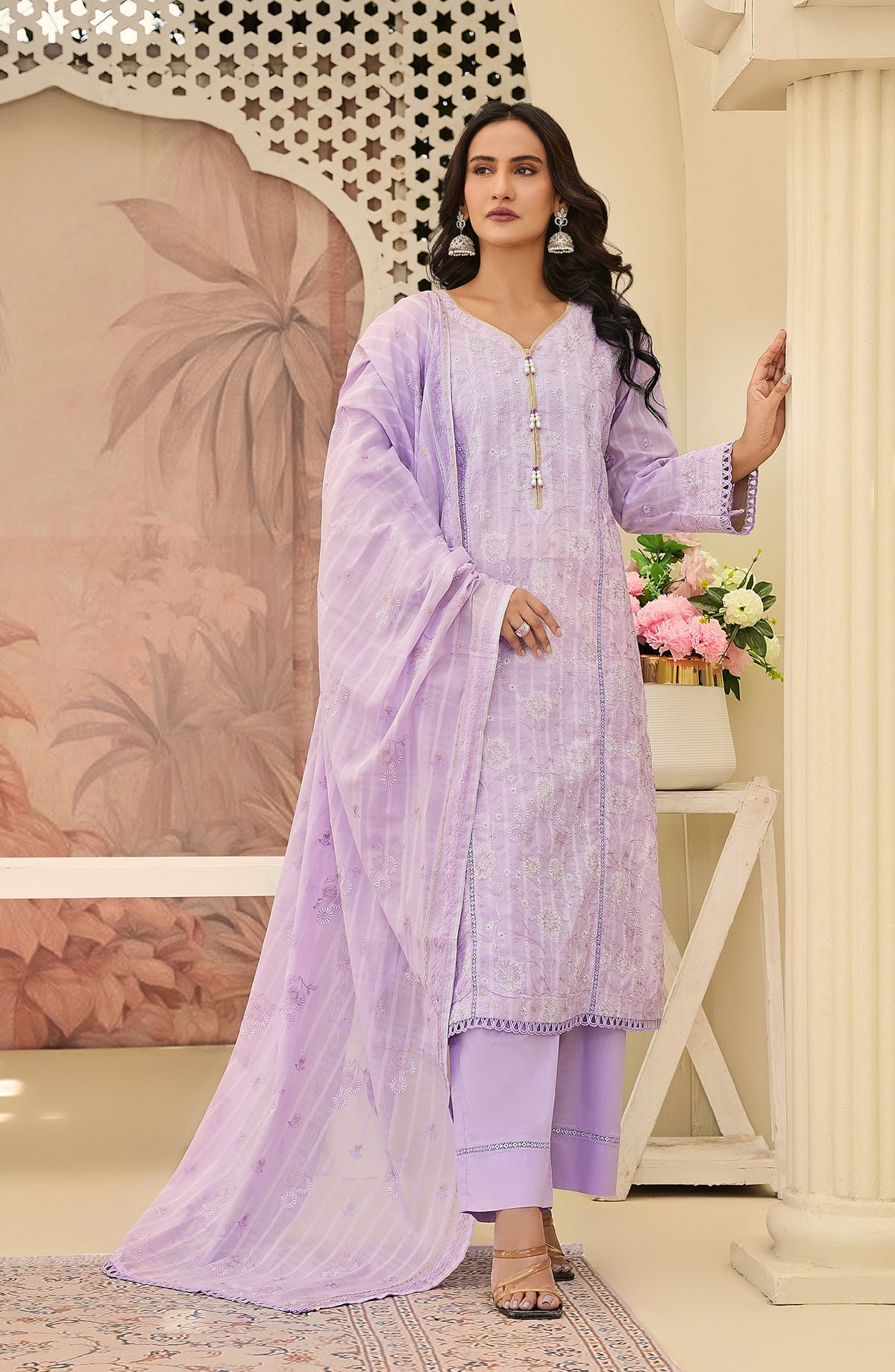 Arzoo by Al Karim Embroidered Lawn Unstitched 3 Piece Suit - Design-02 - AK26ARZ - Purple - Summer Collection