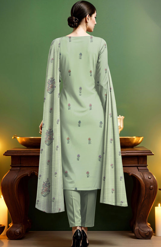 Arzoo by Al Karim Embroidered Lawn Unstitched 3 Piece Suit - D-11 - AK26RZO - Green - Summer Collection