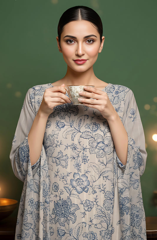 Arzoo by Al Karim Embroidered Lawn Unstitched 3 Piece Suit - D-05 - AK26RZO - Light Blue - Summer Collection