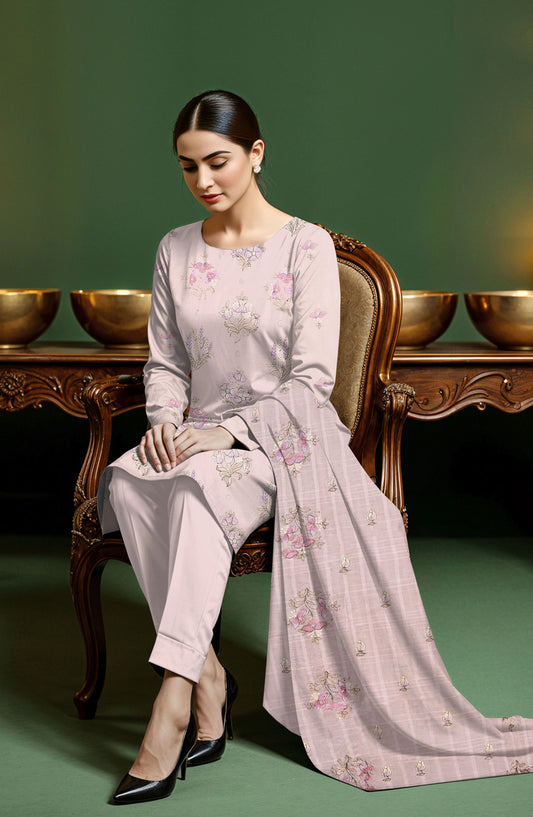Arzoo by Al Karim Embroidered Lawn Unstitched 3 Piece Suit - D-03 - AK26RZO - Light Purple - Summer Collection
