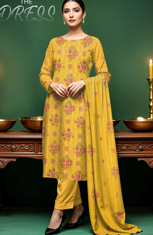 Arzoo by Al Karim Embroidered Lawn Unstitched 3 Piece Suit - D-01 - AK26RZO - Yellow - Summer Collection