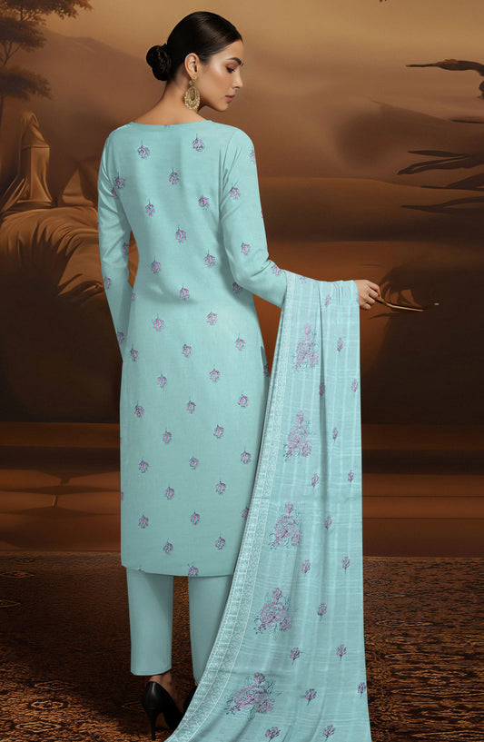 Arzoo by Al Karim Embroidered Lawn Unstitched 3 Piece Suit - D-09 - AK26AZOR - Ferozi - Summer Collection