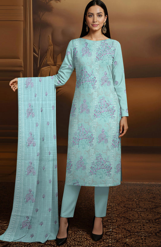 Arzoo by Al Karim Embroidered Lawn Unstitched 3 Piece Suit - D-09 - AK26AZOR - Ferozi - Summer Collection