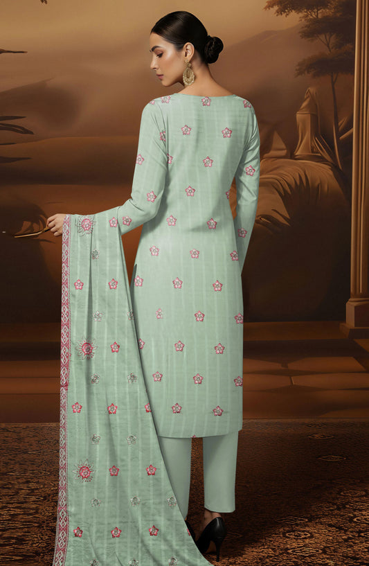 Arzoo by Al Karim Embroidered Lawn Unstitched 3 Piece Suit - D-05 - AK26AZOR - Green - Summer Collection