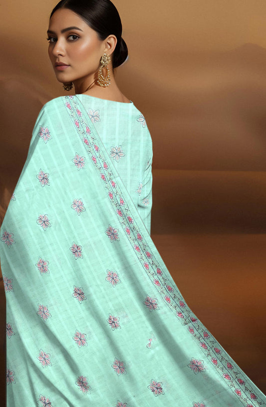 Arzoo by Al Karim Embroidered Lawn Unstitched 3 Piece Suit - D-04 - AK26AZOR - Sea Green - Summer Collection