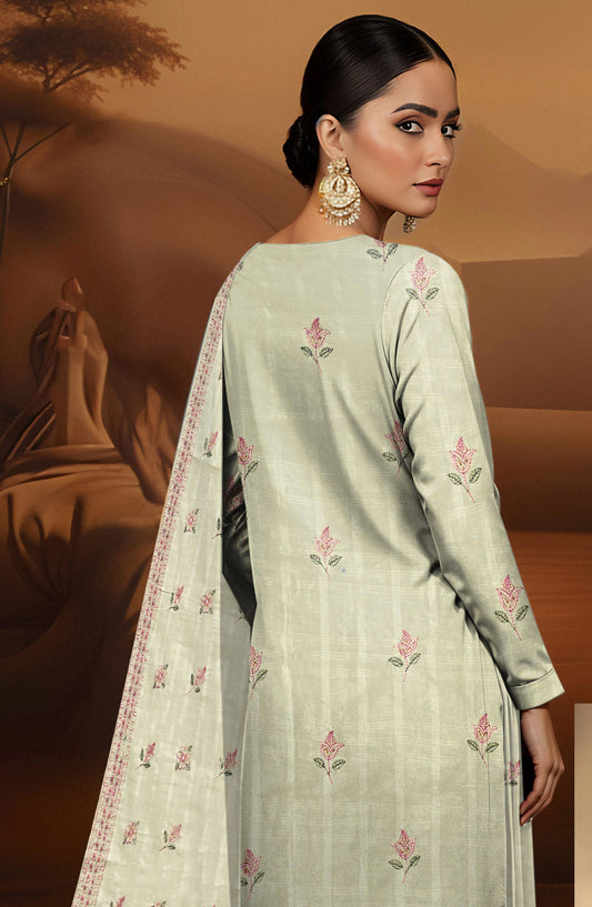 Arzoo by Al Karim Embroidered Lawn Unstitched 3 Piece Suit - D-02 - AK26AZOR - Light Green - Summer Collection