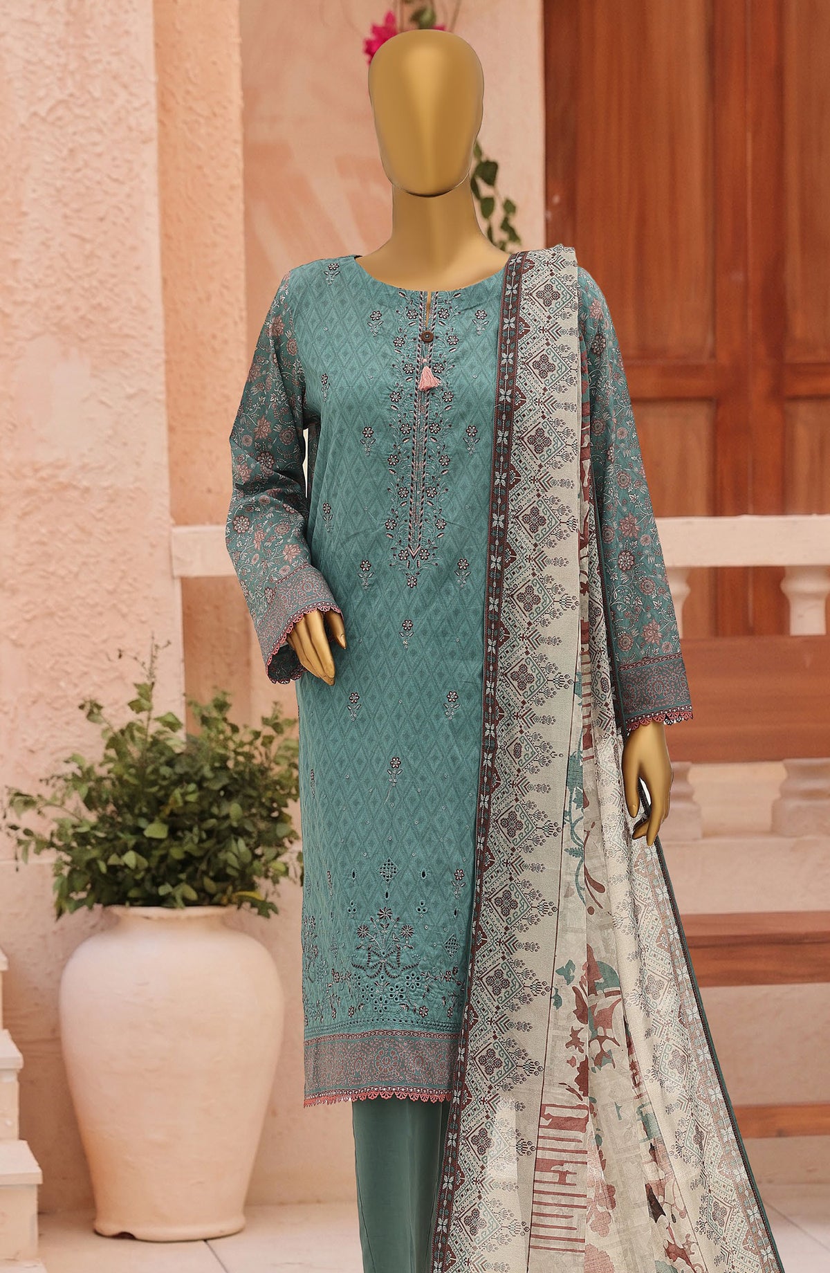 Asasa by HZ Embroidered Lawn Unstitched 3 Piece Suit - ASD-10 - HZ26PASS - Green - Summer Collection