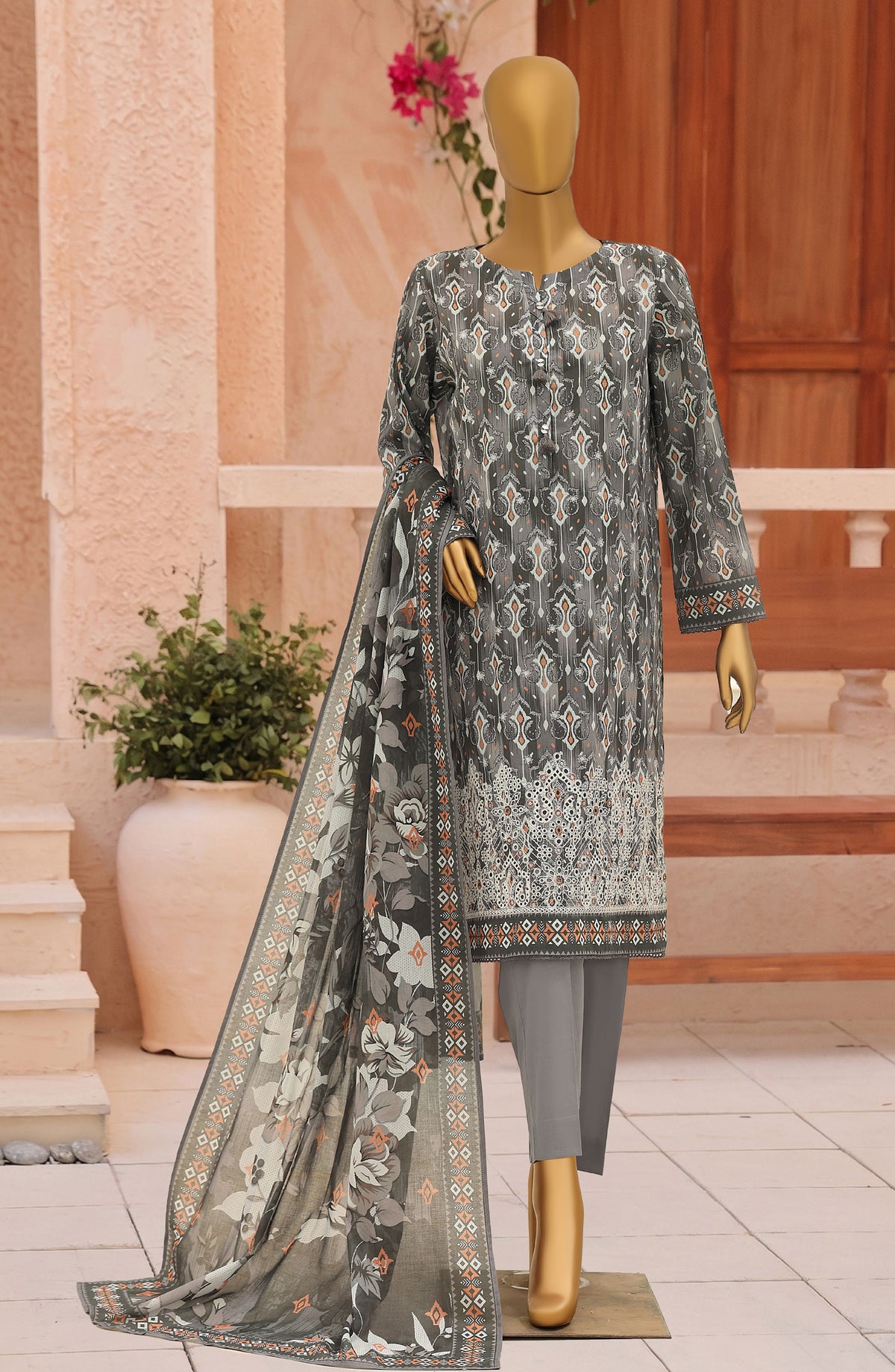 Asasa by HZ Embroidered Lawn Unstitched 3 Piece Suit - ASD-09 - HZ26PASS - Black - Summer Collection