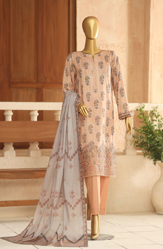 Asasa by HZ Embroidered Lawn Unstitched 3 Piece Suit - ASD-08 - HZ26PASS - Peach - Summer Collection