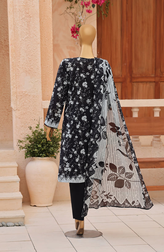 Asasa by HZ Embroidered Lawn Unstitched 3 Piece Suit - ASD-07 - HZ26PASS - Black - Summer Collection