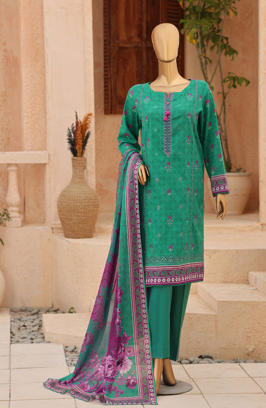 Asasa by HZ Embroidered Lawn Unstitched 3 Piece Suit - ASD-05 - HZ26PASS - Green - Summer Collection