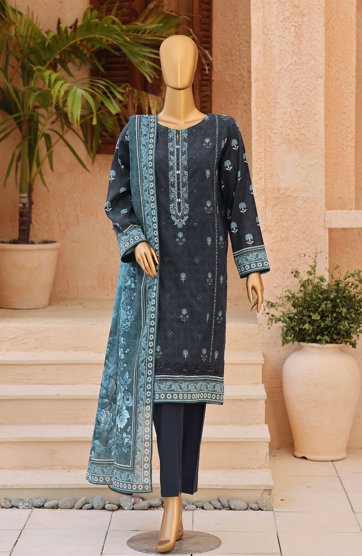 Asasa by HZ Embroidered Lawn Unstitched 3 Piece Suit - ASD-03 - HZ26PASS - Blue - Summer Collection