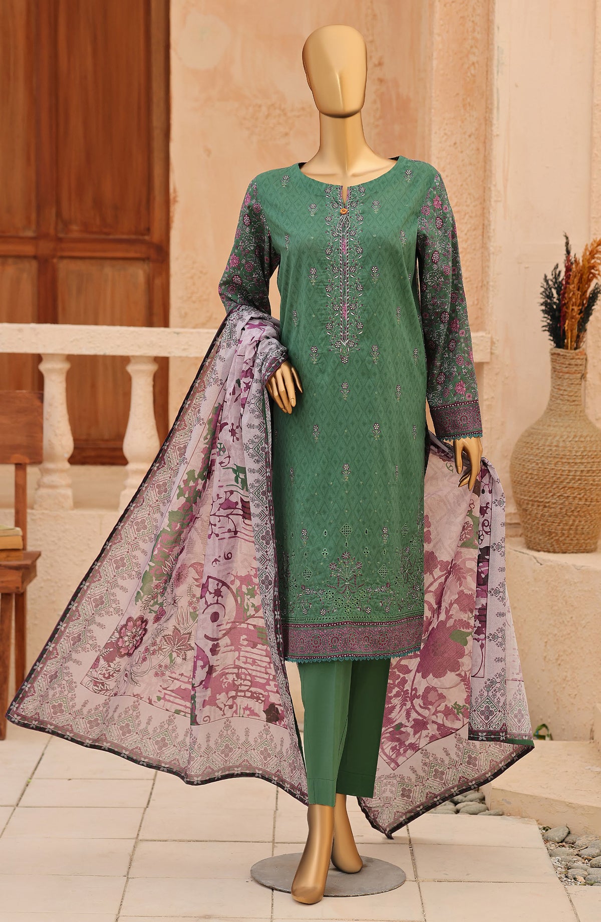 Asasa by HZ Embroidered Lawn Unstitched 3 Piece Suit - ASD-01 - HZ26PASS - Green - Summer Collection