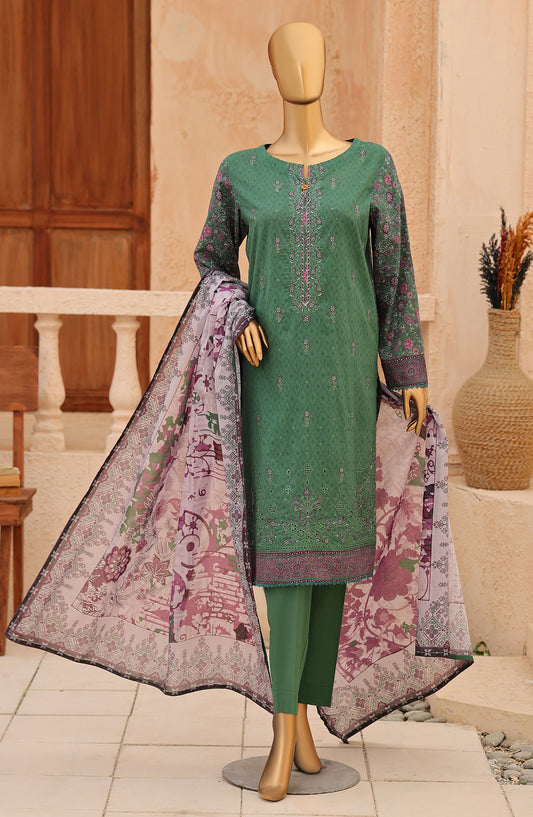 Asasa by HZ Embroidered Lawn Unstitched 3 Piece Suit - ASD-01 - HZ26PASS - Green - Summer Collection