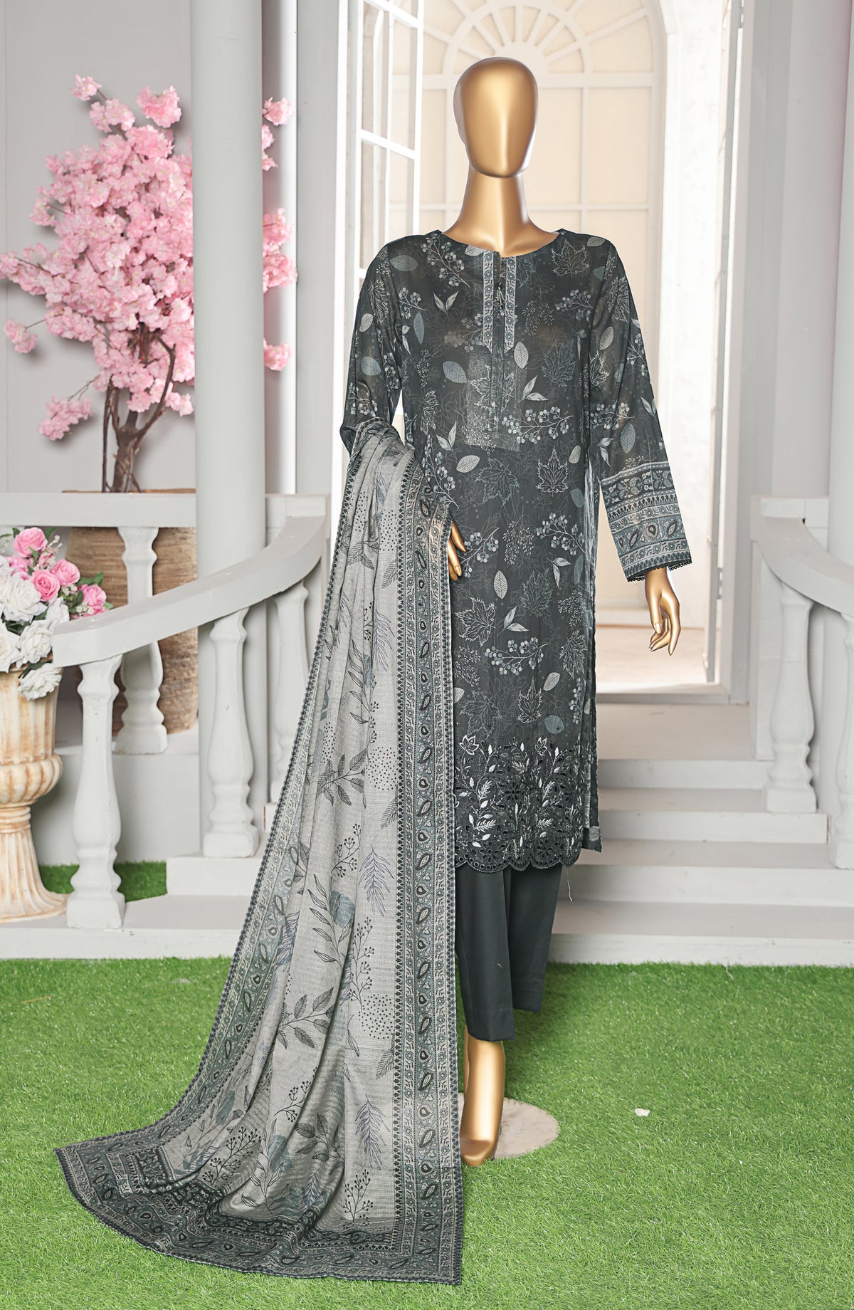 Asasa by HZ Textiles Embroidered Lawn Unstitched 3 Piece Suit - AEC-614 - HZ26ASA - Black - Summer Collection