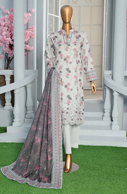 Asasa by HZ Textiles Embroidered Lawn Unstitched 3 Piece Suit - AEC-610 - HZ26ASA - White - Summer Collection