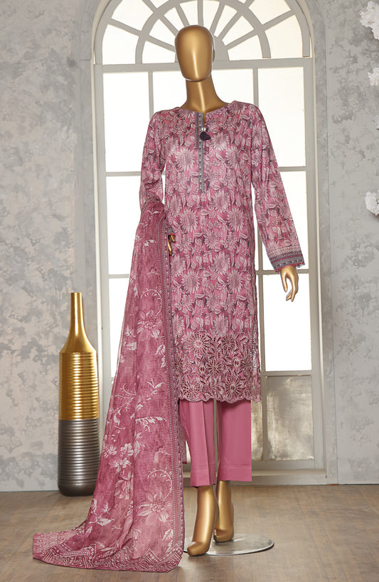 Asasa by HZ Textiles Embroidered Lawn Unstitched 3 Piece Suit - AEC-609 - HZ26ASA - Pink - Summer Collection