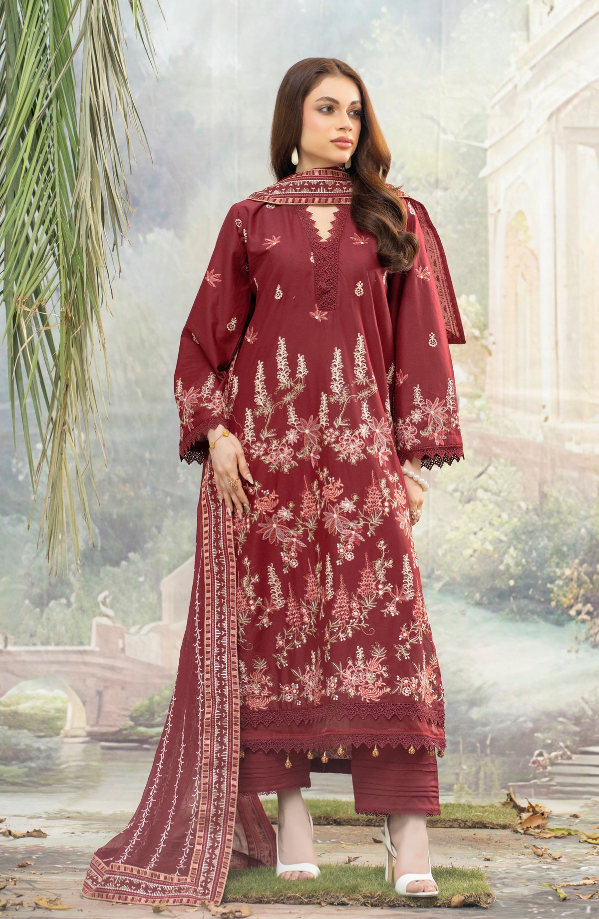 Astoria by Aalaya Embroidered Lawn Unstitched 3 Piece Suit - D-03 - ALY26ASO - Maroon - Summer Collection