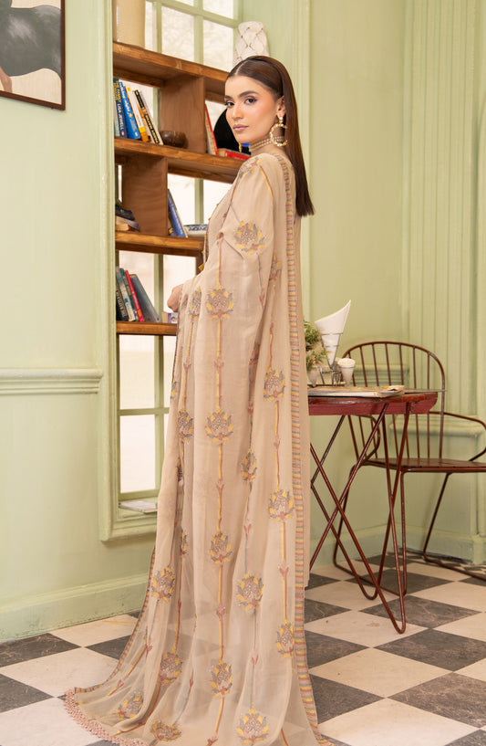 Aura by Aalaya Embroidered Lawn Unstitched 3 Piece Suit - Design-07 - ALY26AR - Beige - Summer Collection