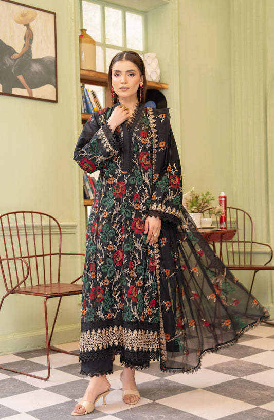 Aura by Aalaya Embroidered Lawn Unstitched 3 Piece Suit - Design-04 - ALY26AR - Black - Summer Collection