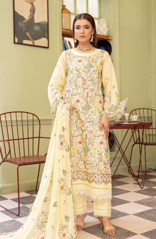 Aura by Aalaya Embroidered Lawn Unstitched 3 Piece Suit - Design-02 - ALY26AR - Yellow - Summer Collection