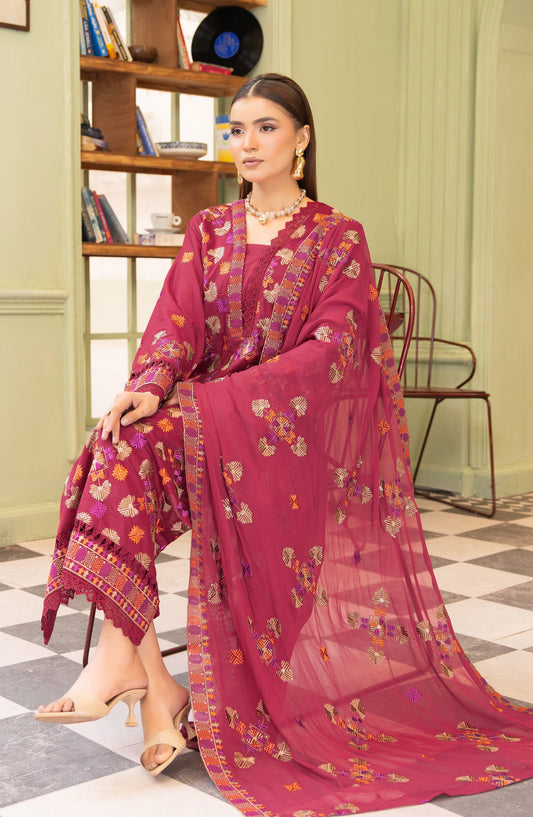 Aura by Aalaya Embroidered Lawn Unstitched 3 Piece Suit - Design-01 - ALY26AR - Pink - Summer Collection
