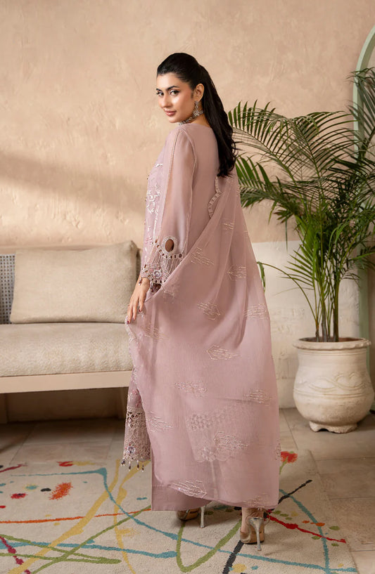 Aura by Zebtan Embroidered Chiffon Unstitched 3 Piece Suit - AR-10 - ZBT26AR - Pink - Formal Collection