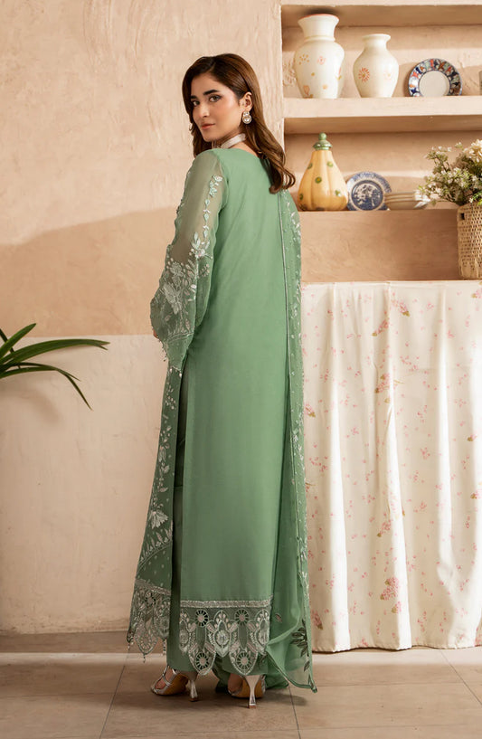 Aura by Zebtan Embroidered Chiffon Unstitched 3 Piece Suit - AR-05 - ZBT26AR - Green - Formal Collection