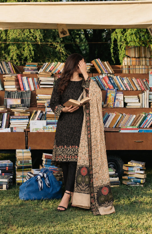 Aveline by Amna Khadija Printed Supreme Wool Unstitched 3 Piece Suit - AKAW-11 - AM26TRV - Black - Winter Collection