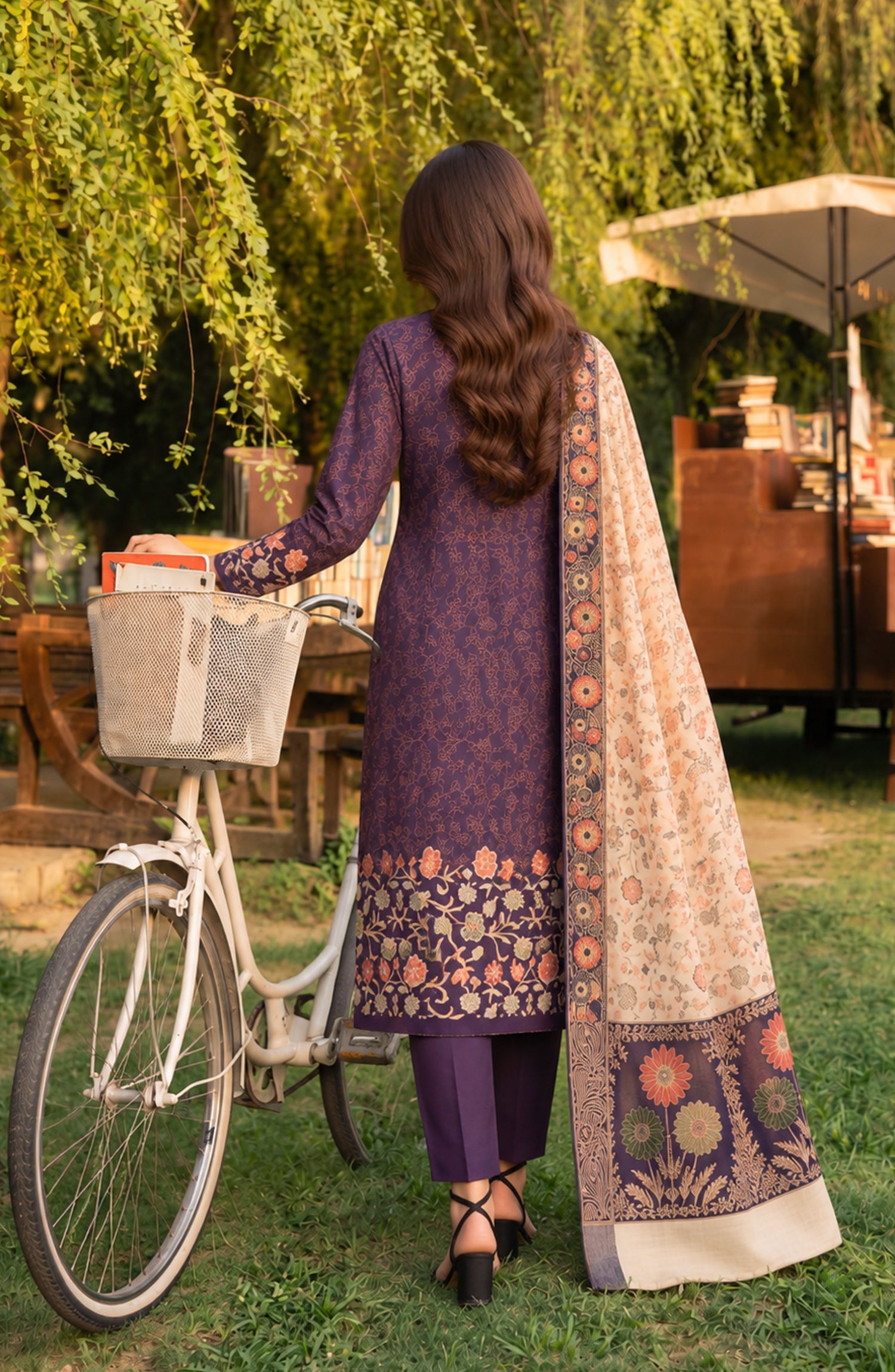 Aveline by Amna Khadija Printed Supreme Wool Unstitched 3 Piece Suit - AKAW-14 - AM26TRV - Purple - Winter Collection
